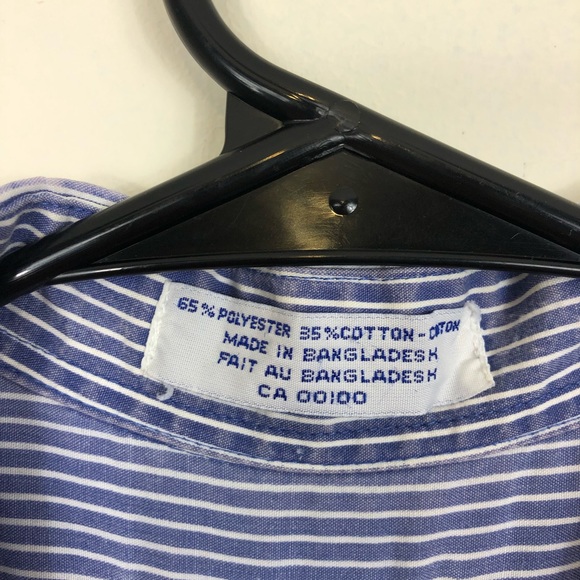 Vintage Blue White Pinstripe Button Down Sz L - Picture 8 of 9